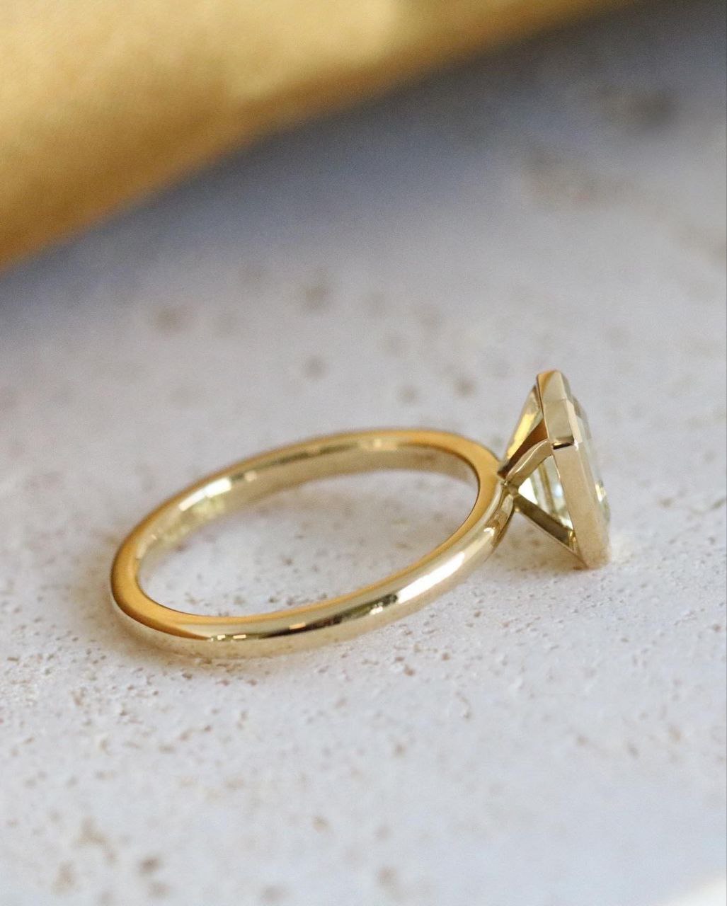 Gold Plated Silver White Zircon Octagon Ring