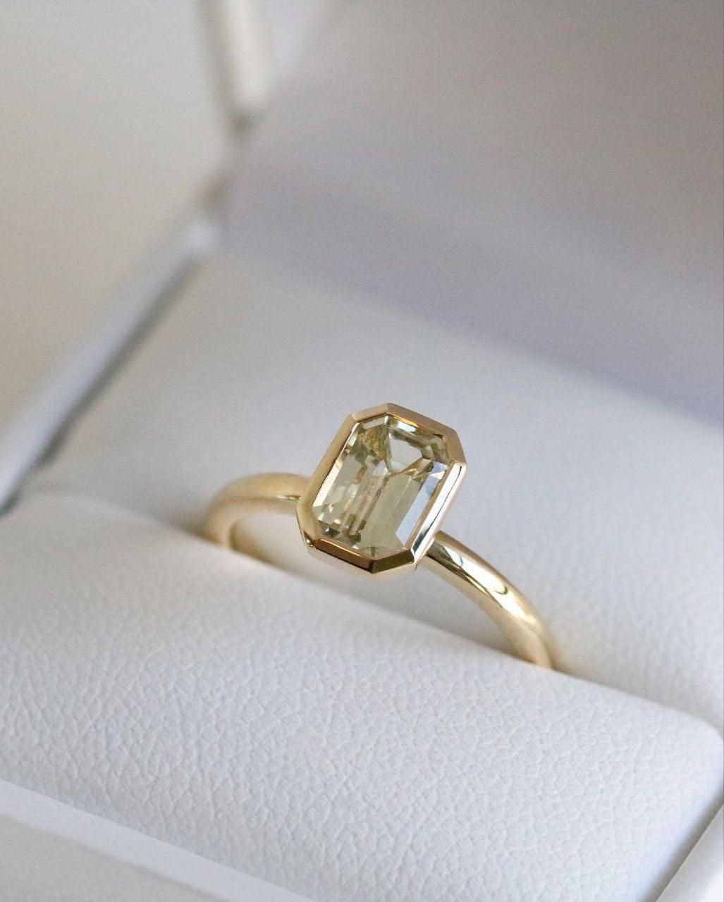 Gold Plated Silver White Zircon Octagon Ring