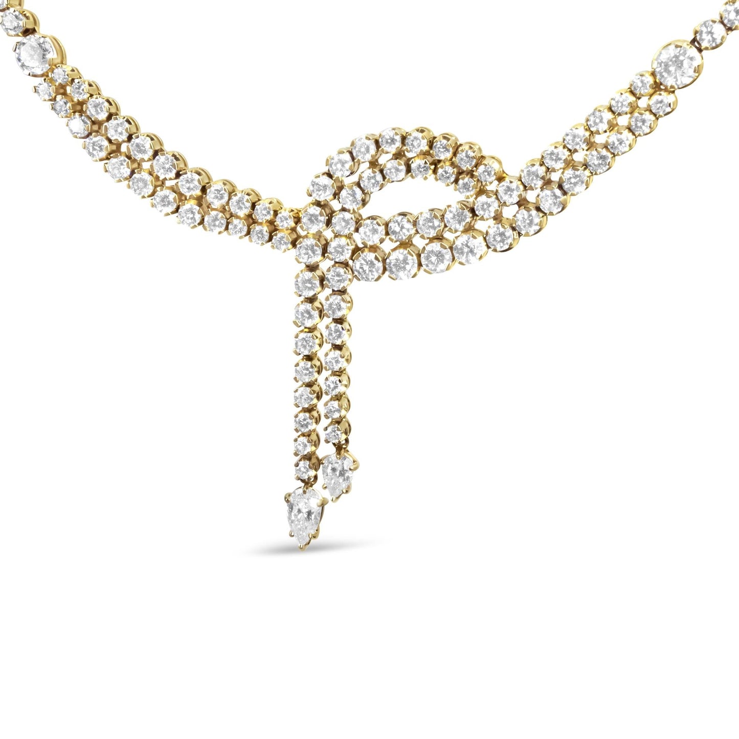 14k Yellow Gold 17.0 Cttw Diamond Double Row Lariat 18" Inch Tennis