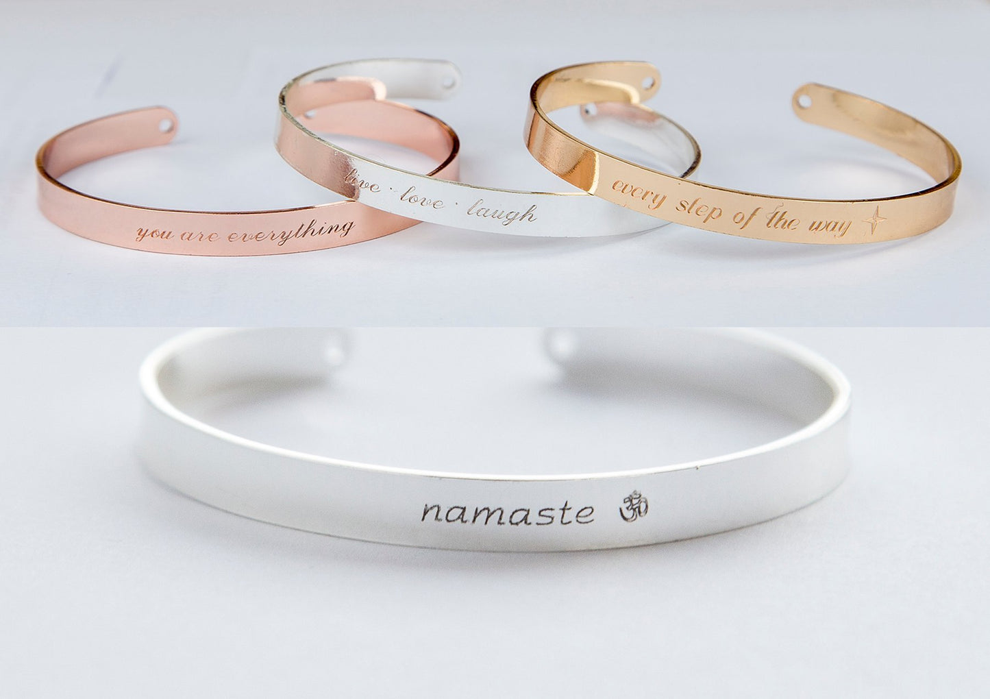 Namaste engraved bracelet, Yoga Jewelry Zen Gift Om bracelet, mom