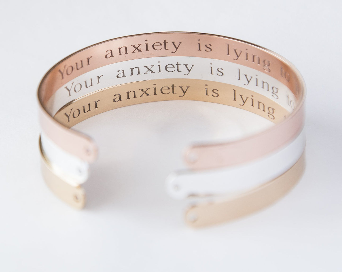 Your Anxiety Is Lying To You Bracelet, Engraved Secret Message