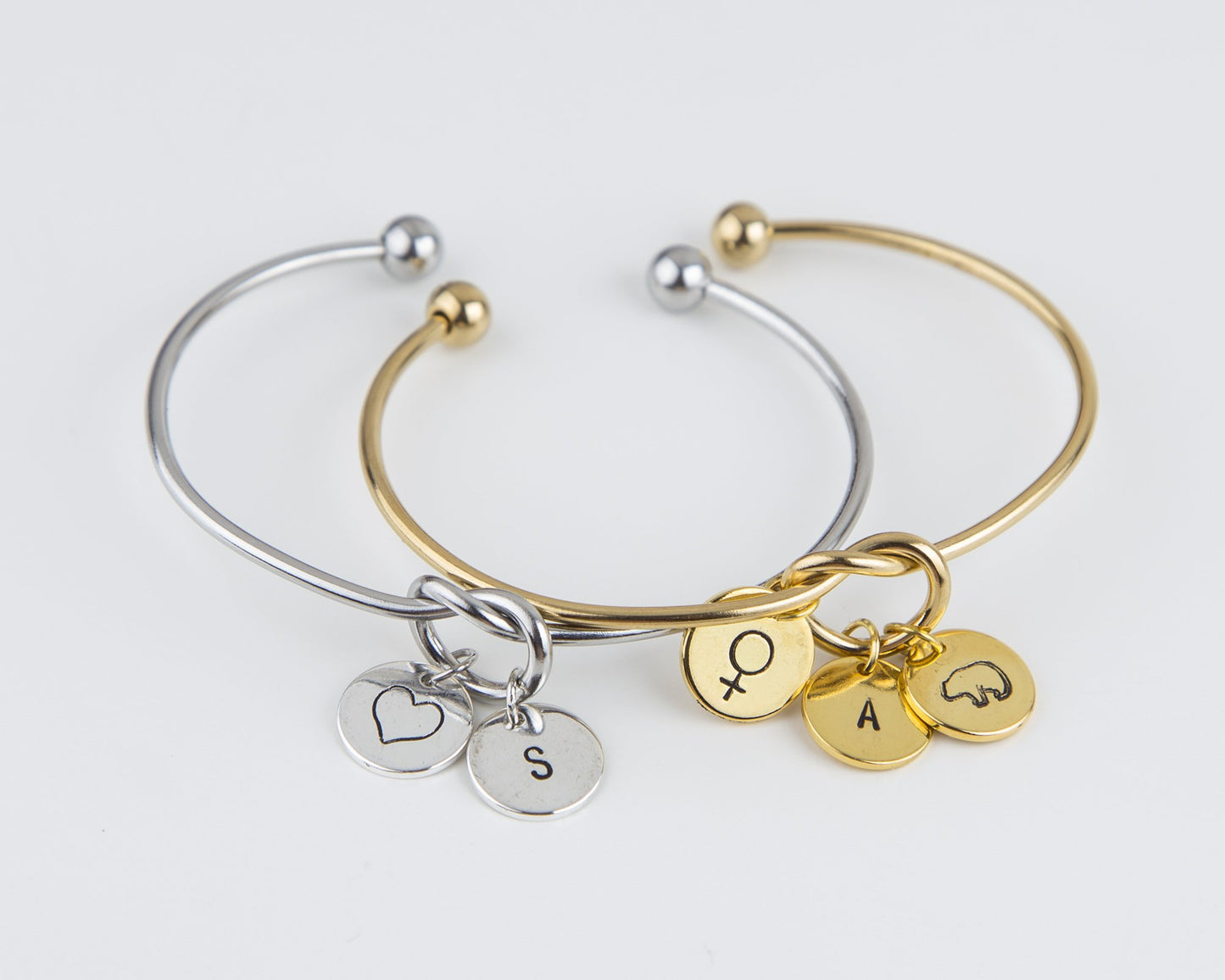 Dainty Knot Bracelet, Gold Plated  Wire Knot Bangle with Personalized