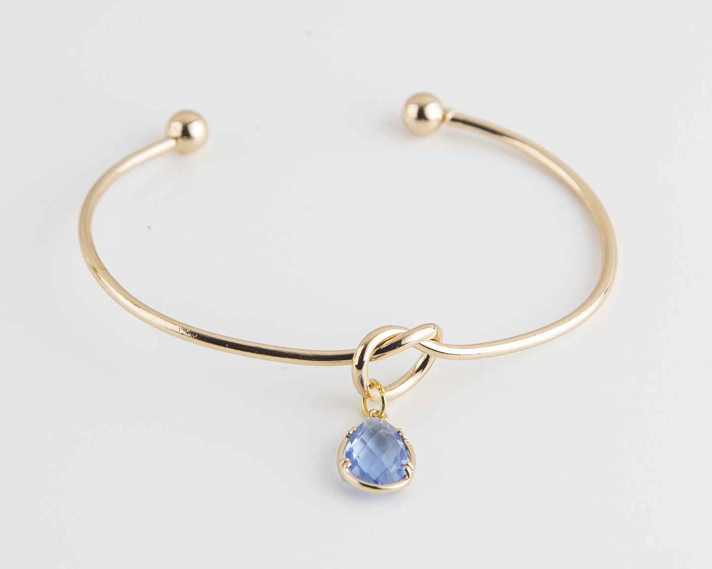 Dainty Knot Bracelet, Gold Plated Wire Knot Bangle with Birthstone