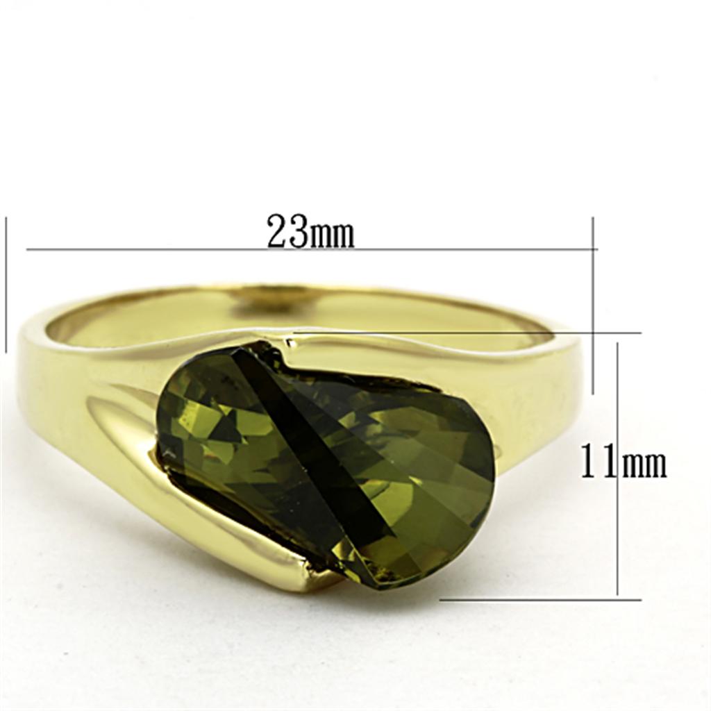 LOS655 - Gold 925 Sterling Silver Ring with AAA Grade CZ  in Olivine