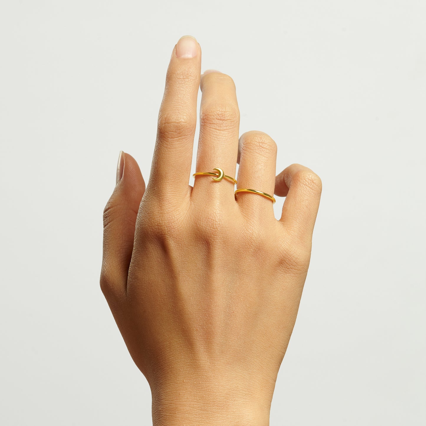 Minimal Moon Ring Stacking Crescent Moon Ring