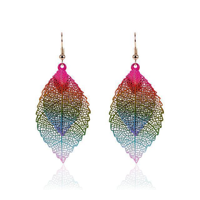 Rainbow Leaf Earrings