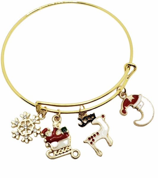 Christmas Snowflake Charm Bracelet - Gold