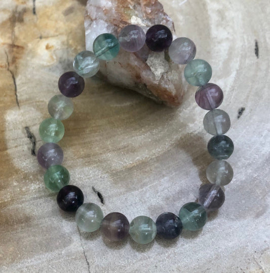 Rainbow Fluorite Stretch Bracelet! Natural & Handmade Jewelry!