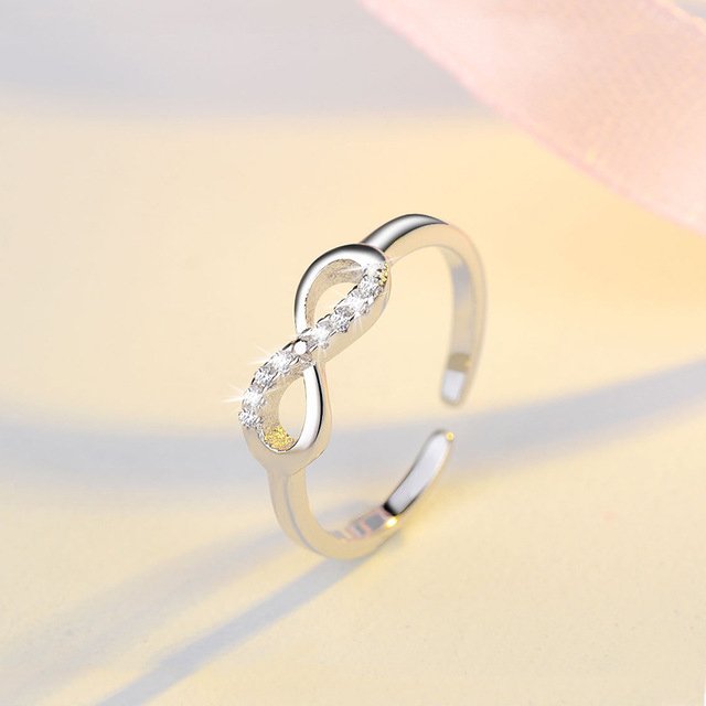 Rhinestone Silver Infinity Ring