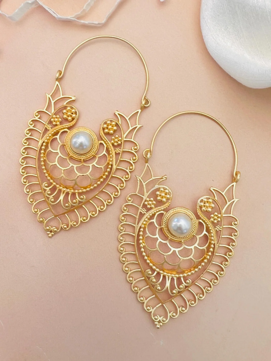 High-Quality Classic Gold Plated Pearl Earrings