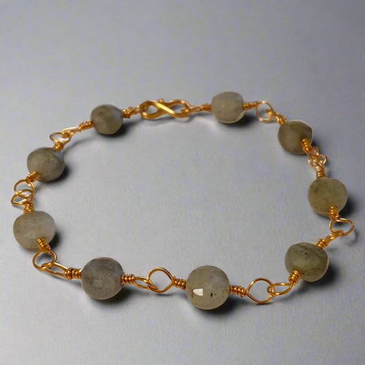 Handmade Labradorite Bronze Chain Bracelet