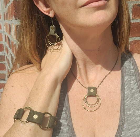 Leather Metal Boho Jewelry Set