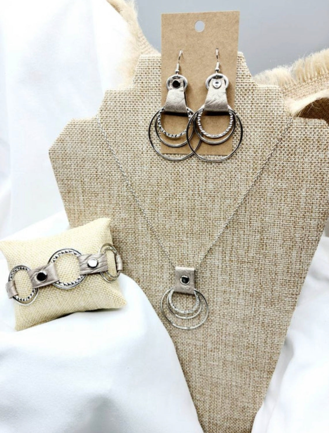 Leather Metal Boho Jewelry Set