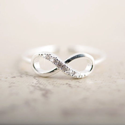 Rhinestone Silver Infinity Ring