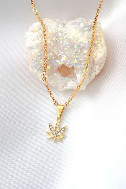 24 Karats Dainty Cannabis Leaf Necklace