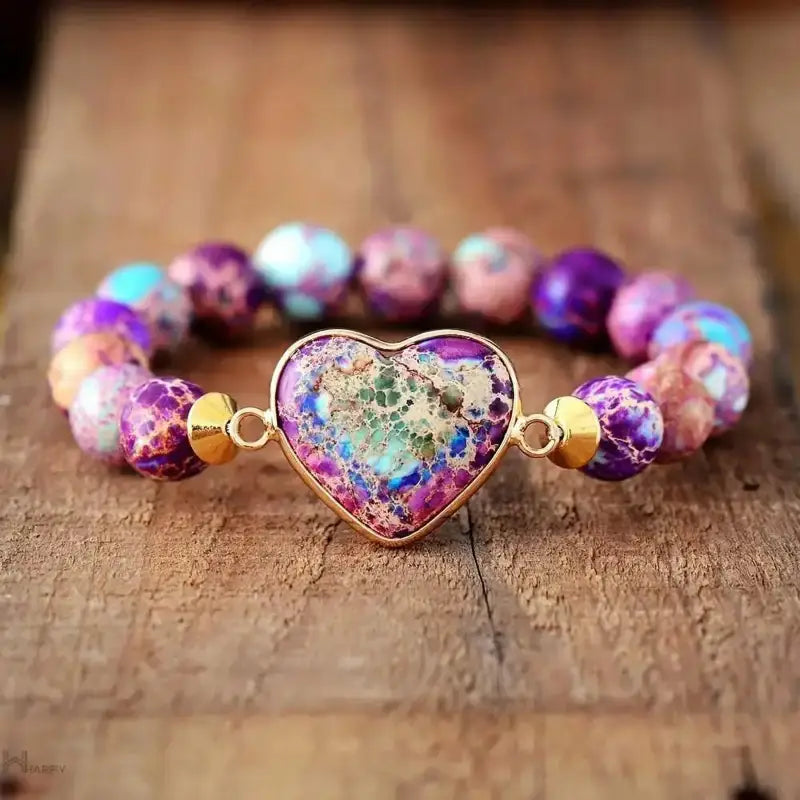 Imperial Jasper Purple Heart Bracelet