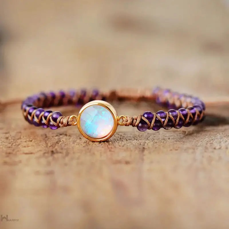 Radiant Amethyst Opal Charm Bracelet