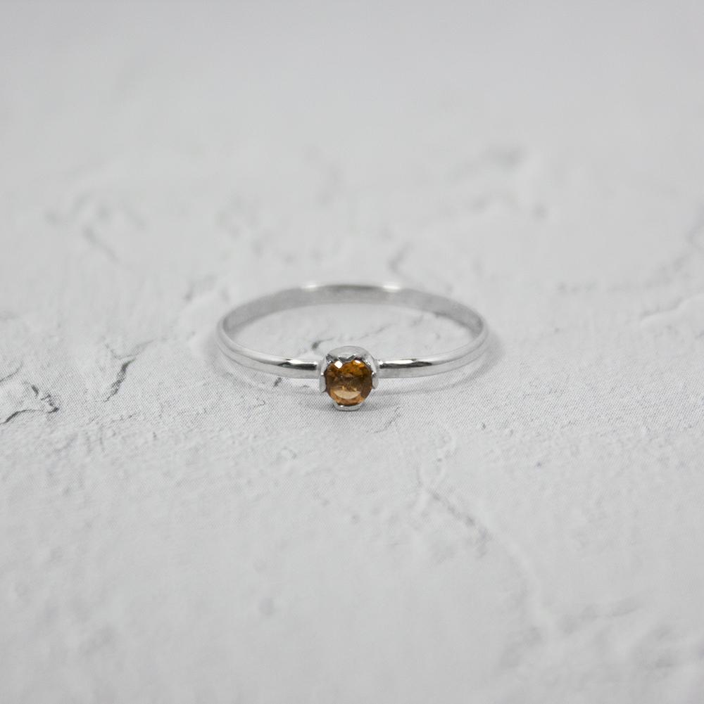 Petite Citrine Solitaire Sterling Silver Ring