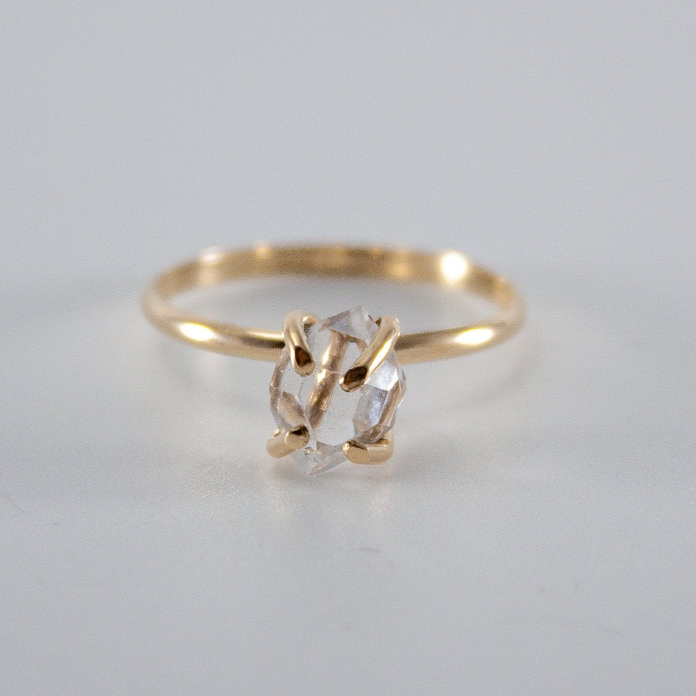 Raw Herkimer Diamond 14k Gold Filled Prong Ring