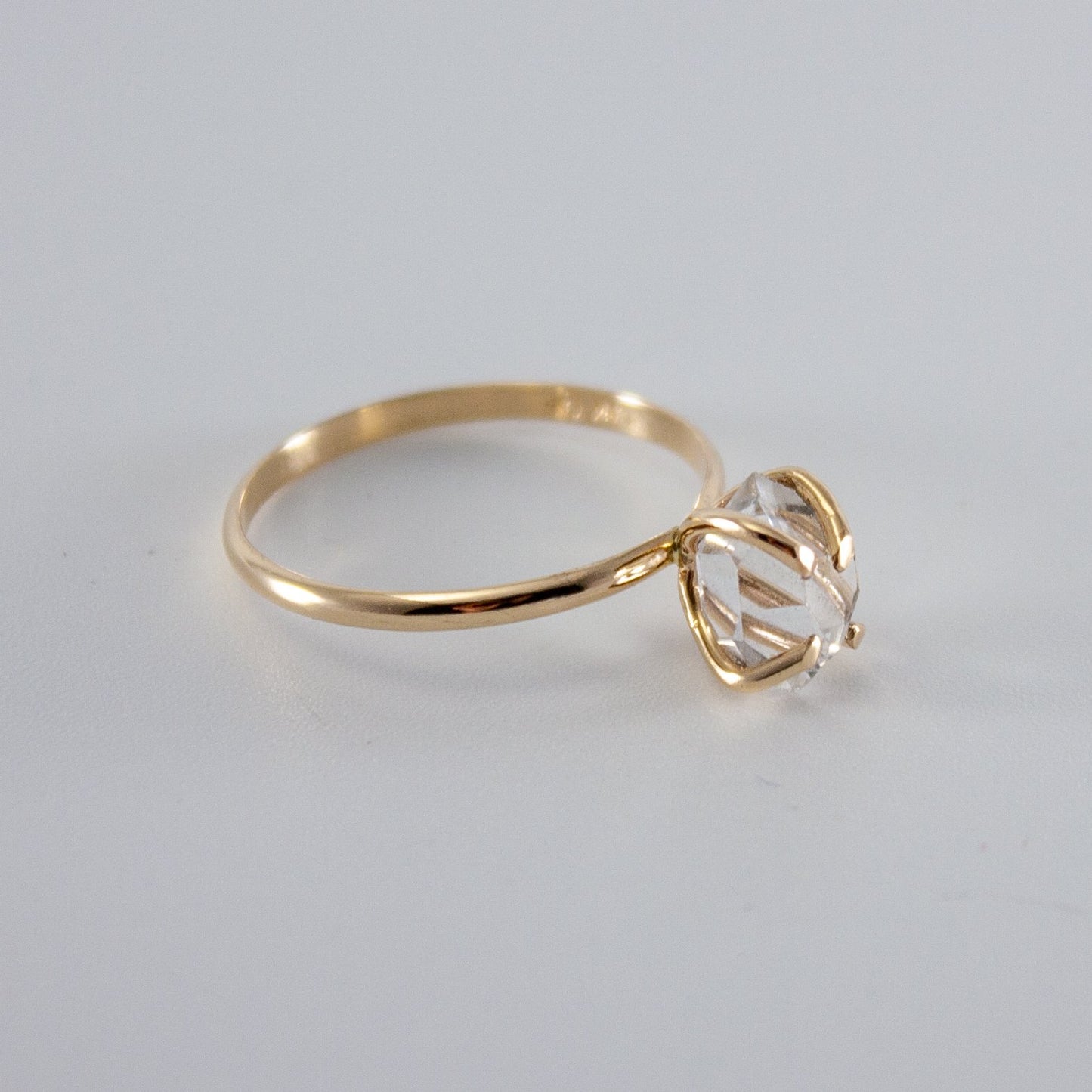 Raw Herkimer Diamond 14k Gold Filled Prong Ring