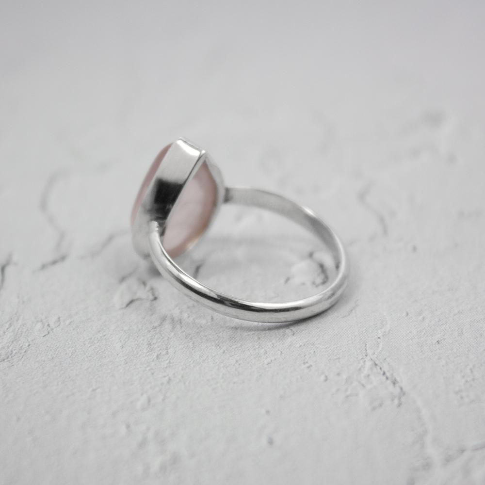 Pear Rose Quartz Sterling Silver Ring